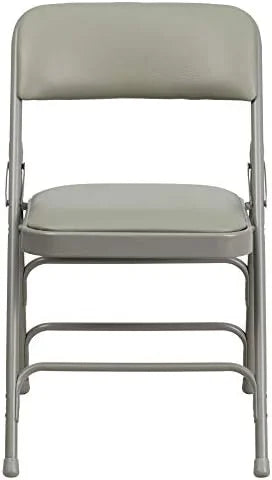 4 Pack  Series Curved Triple Braced & Double Hinged Gray Vinyl Metal Folding Chair
