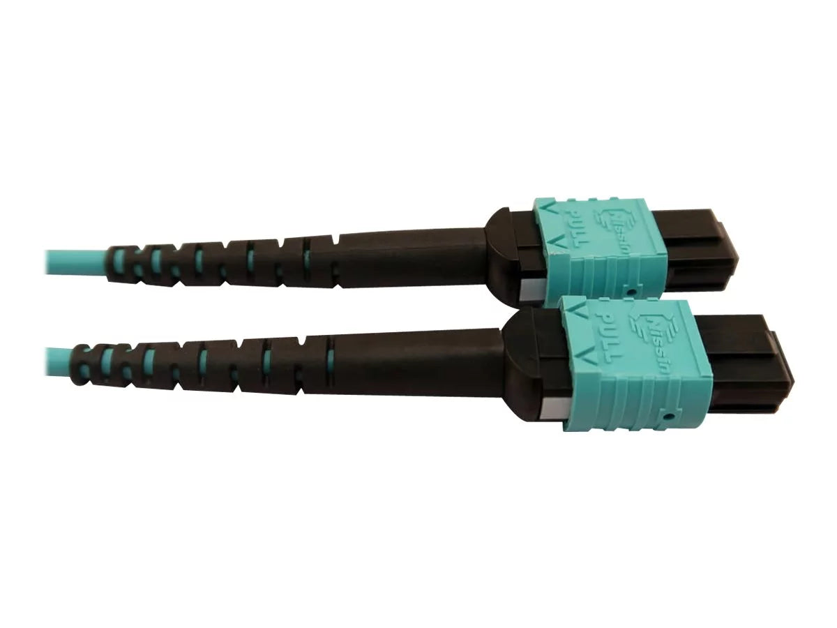 Eaton Tripp Lite Series 400G Multimode 50/125 OM4 Plenum Fiber Optic Cable, 24F /- to (x2) 12F /- (F/F), Aqua, 5 m - Network cable - // multi-mode (F) to // multi-mode (F) - 5 m - fiber optic - 50 / 125 micron - OM4 -