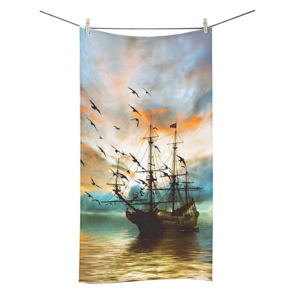 Sailing Boat Shower Towel Bathroom Bath Towel 30x56 inches