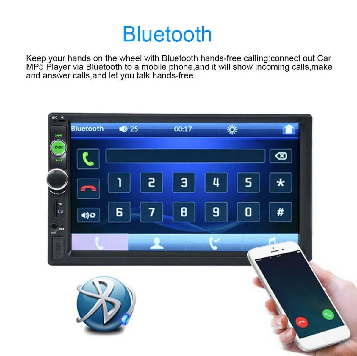 Polarlander Double Din Car Stereo Car Audio 7-inch  Touch Screen Car radio Player Bluetooth with Multimedia     MP5/4/3 Mirror Link Function