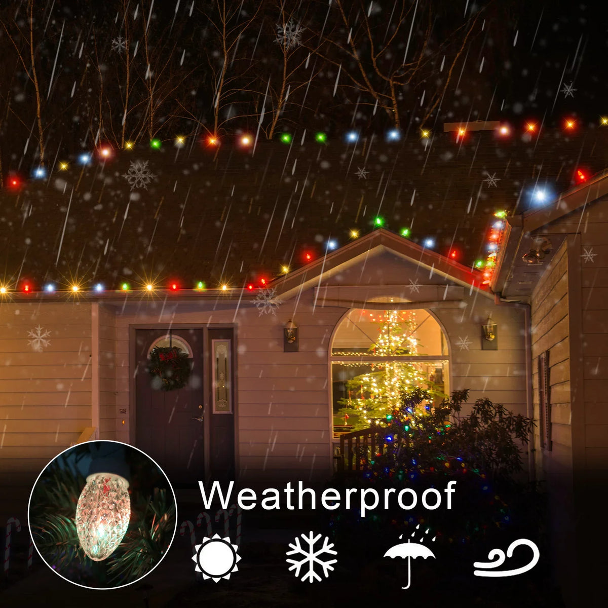 Eva's Light C9 Christmas Lights Outdoor, 23ft 20 Bulbs Color Changing  String Lights Waterproof