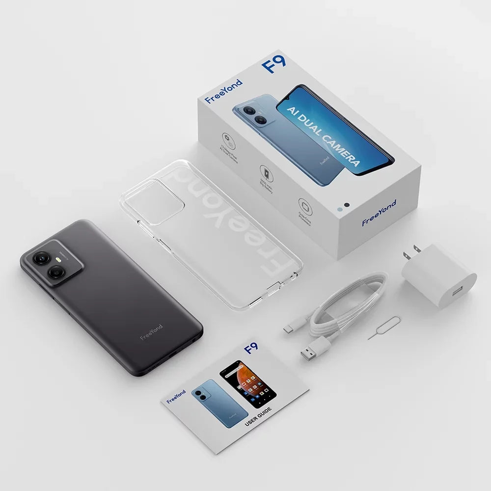 FreeYond F9 Smartphone, +6.52" Display Dual Sim, Battery 5000 MAh, 64GB/128GB Rom, Real Dual Camera 13+8MP With 2MP Macro