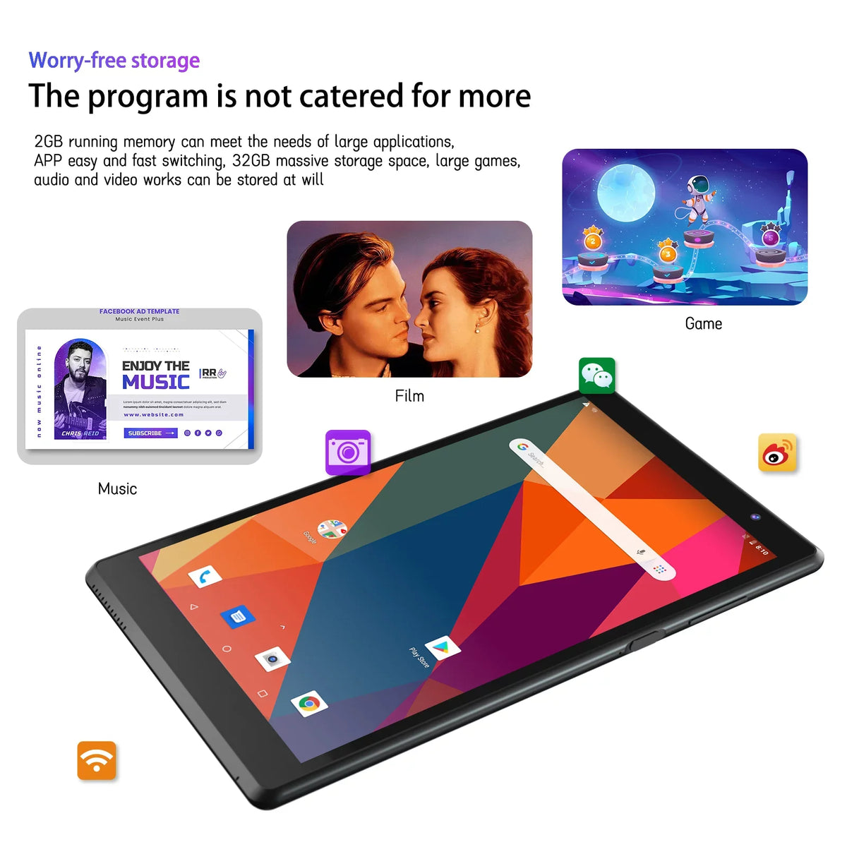 Tablet 8 in Tab , Android 11 Tablets, Quad-Core 2GB  32GB  WiFi  8 Inch  Display 4300mAh Tablets. (Black)