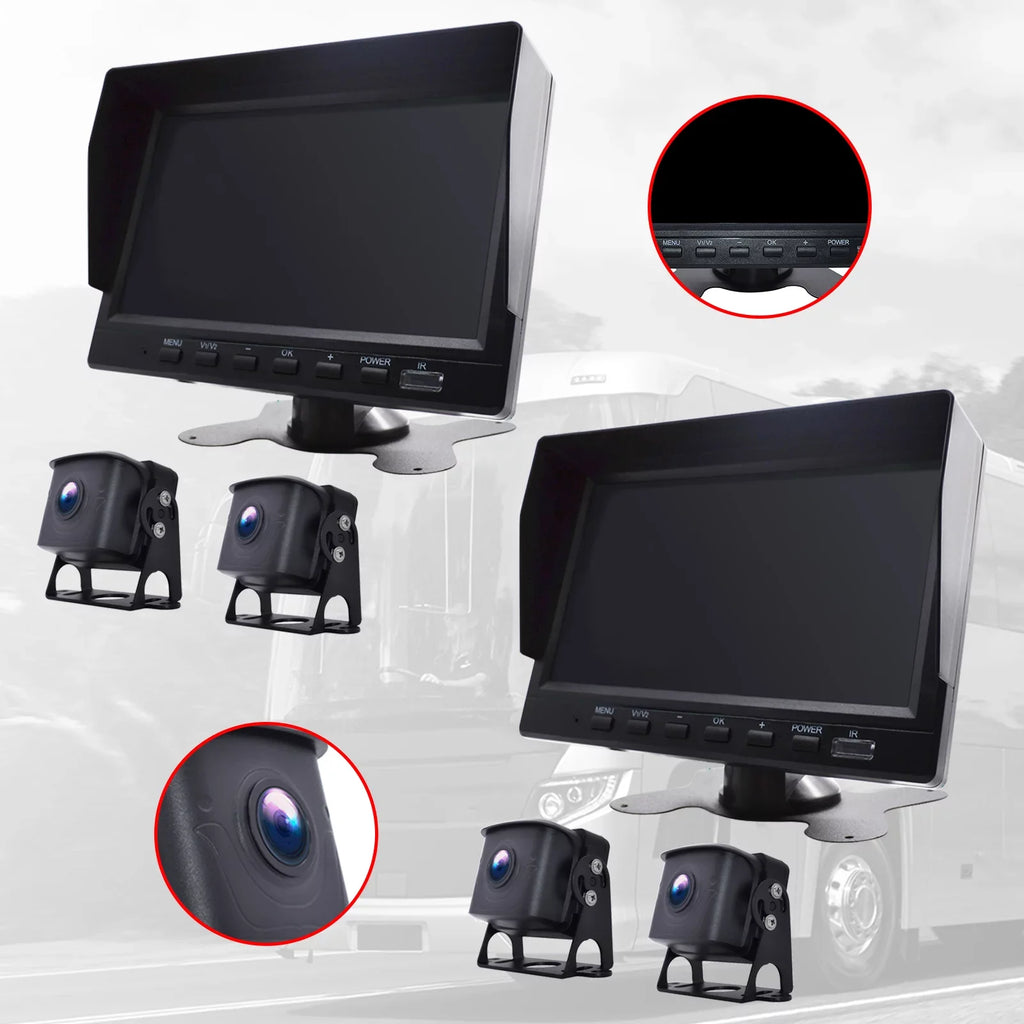 7" Monitor  Driving Video Recorder with  for  Truck Bus+2 Backup Camera