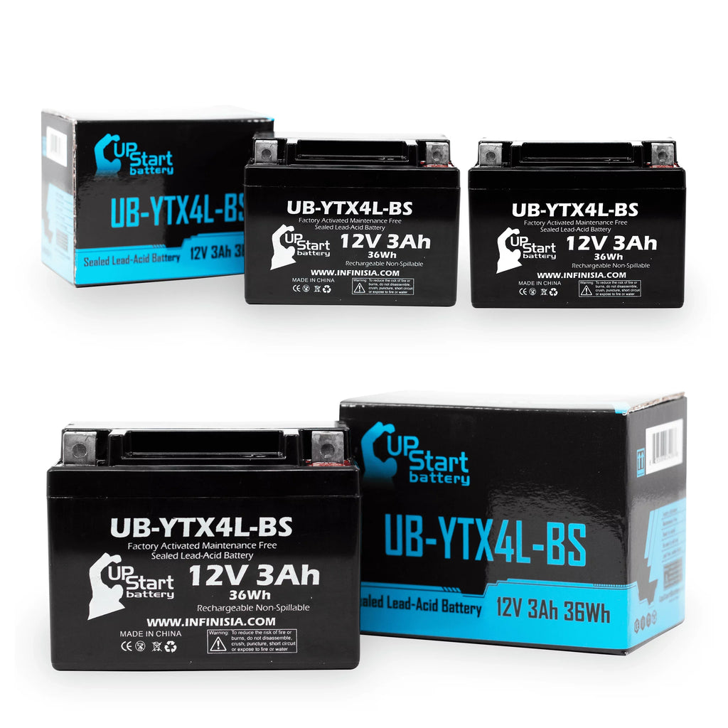 3-Pack UpStart Battery Replacement for 2002 Bombardier (Can-Am) DS90, DS90F, Quest 90CC Factory Activated, Maintenance Free,  Battery - 12V, 3Ah, -YTX4L-
