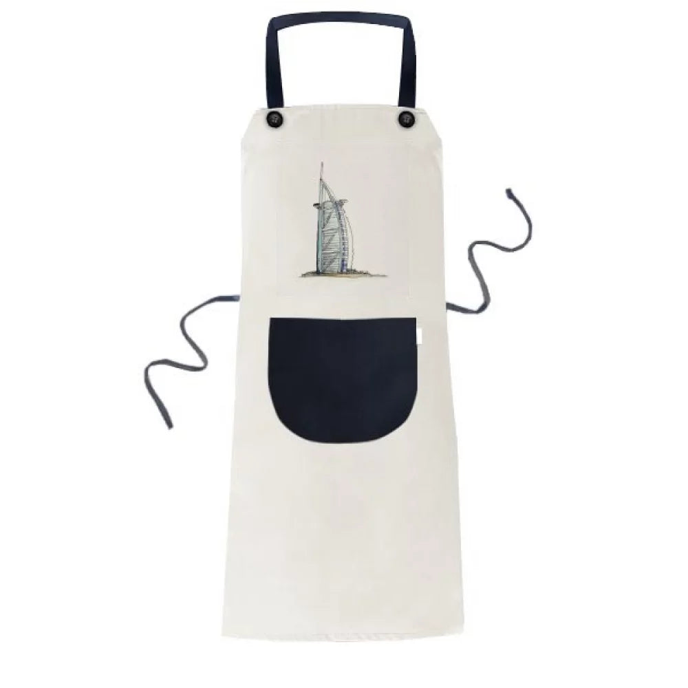 Burj al-Arab luxury hotel Dubai Apron Adjustable Bib Cotton Linen  Kitchen Pocket Pinafore