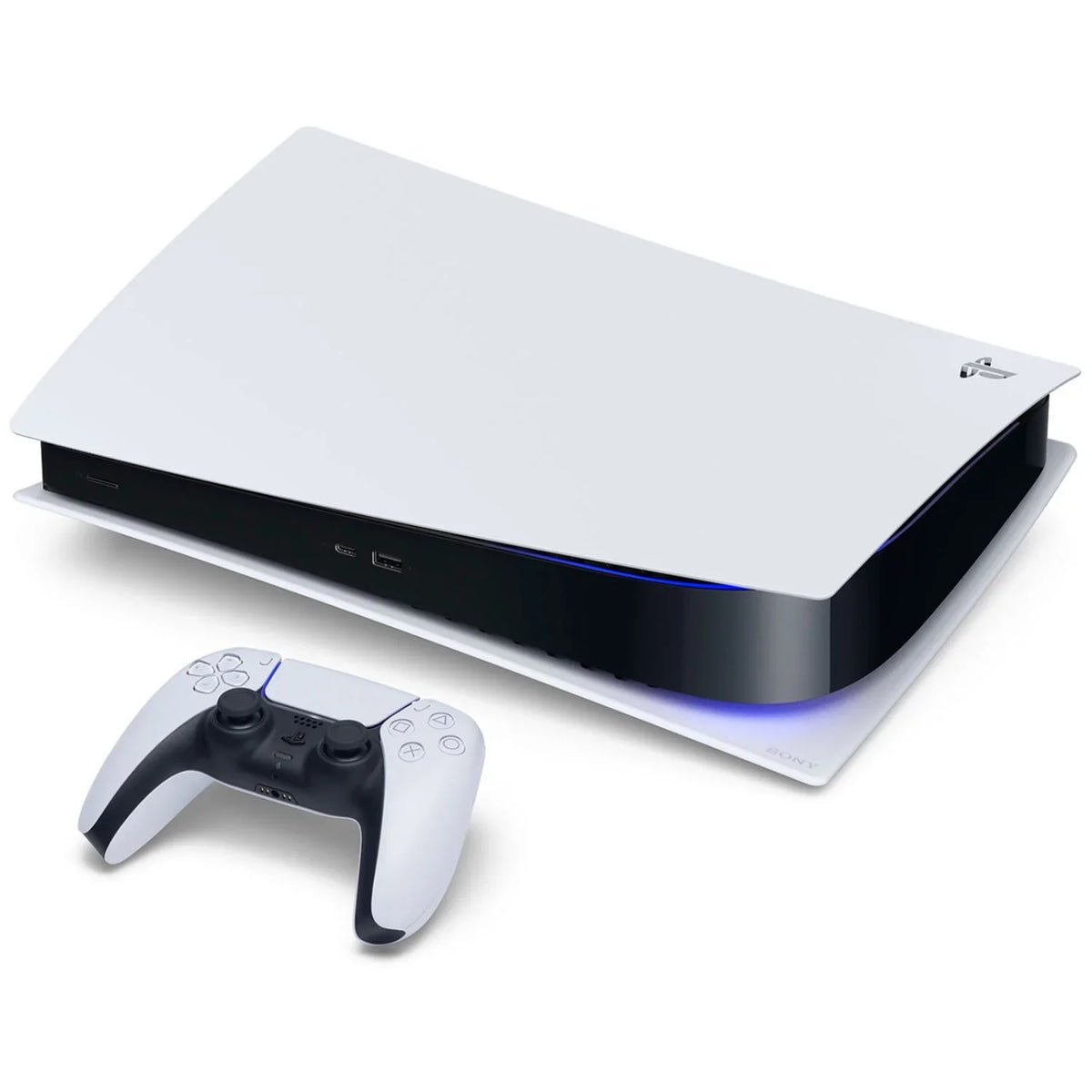 Sony Playstation 5 Digital Edition Console with Extra Blue Controller and Black  3D Headset Bundle with Cleaning Cloth