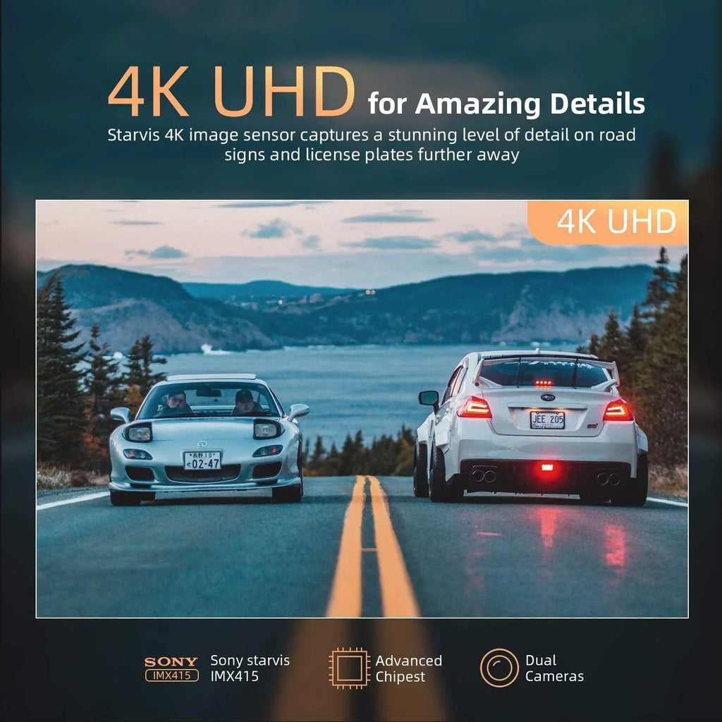 4K 12" Mirror Dash Cam - Vantop H612T Front & Rear View Dual Dash Camera,  Touch Screen, Voice Control Cars Mirror Camera W/Night Vision Parking Monitor