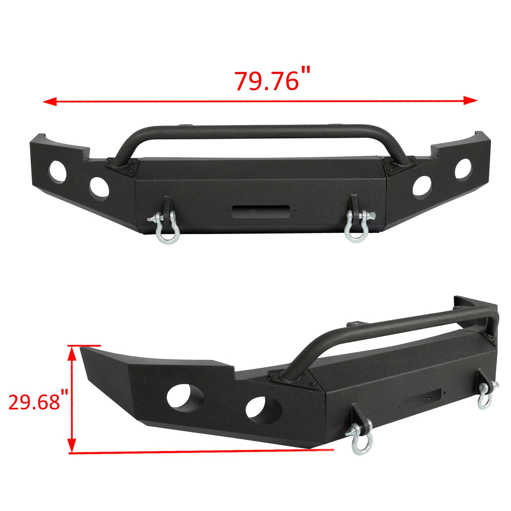 Front Bumper W/ D-Rings for 2007-2013 Chevy Silverado 1500 Push Bar 3-Piece Modular 2008 2009 2010 2011 2012 2013