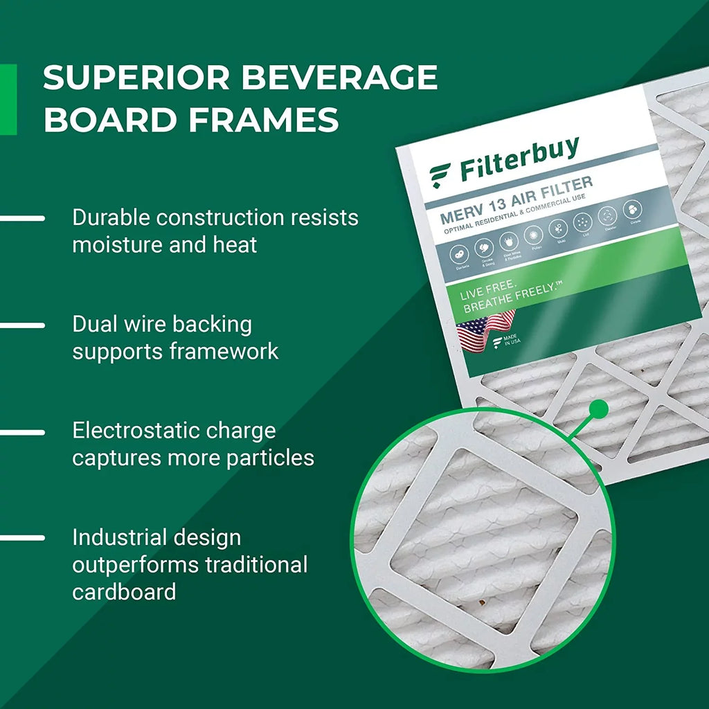 Filterbuy 16x25x1  13 Pleated   Furnace Air Filters (3-Pack)
