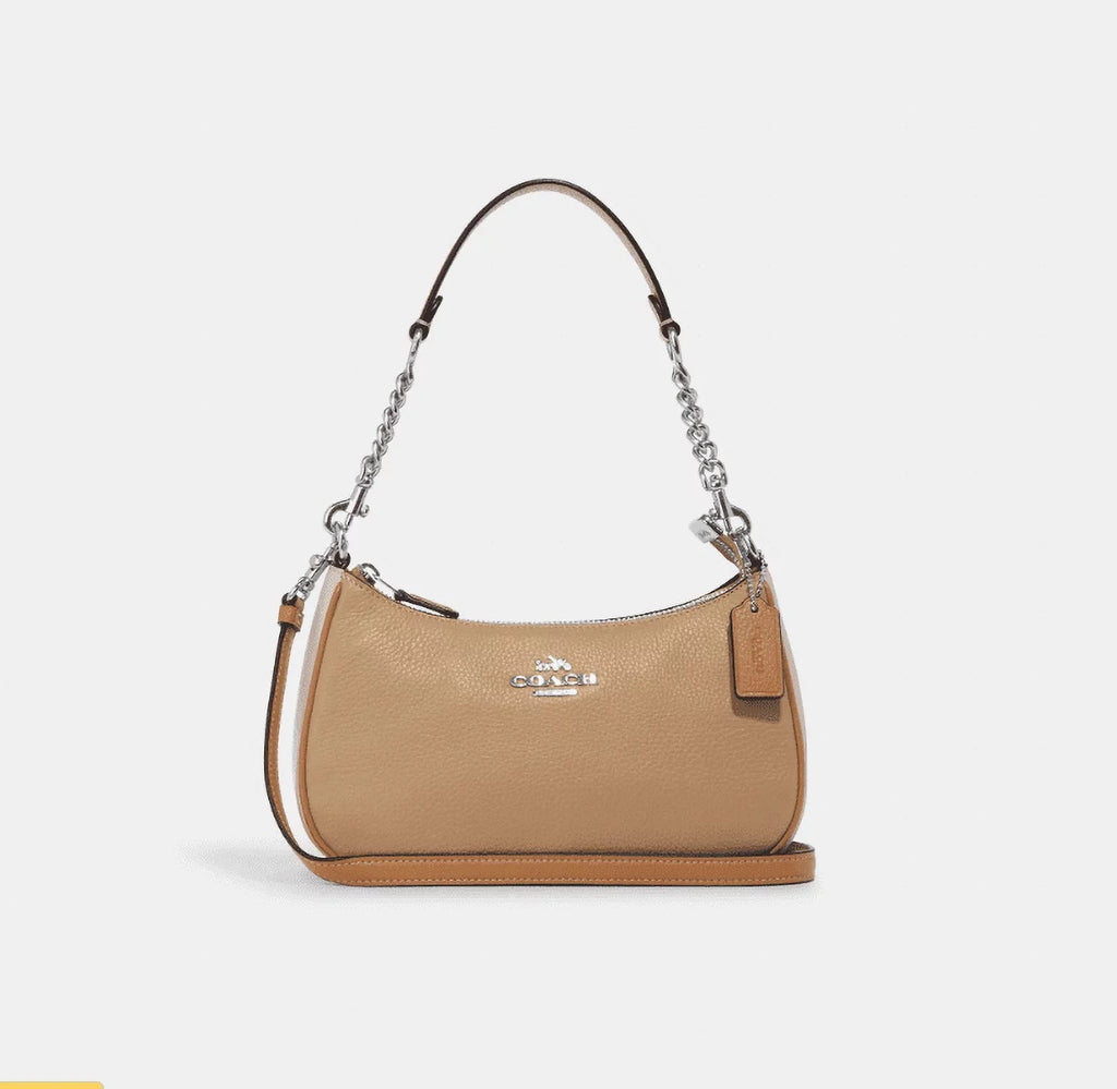 Coach CA173 Teri Shoulder Bag In Colorblock  Silver Sandy Beige Multi