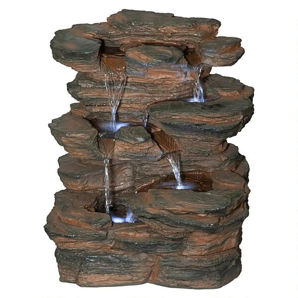 Design Toscano Ramrod Bluffs Cascading Waterfall Illuminated Tabletop Fountain