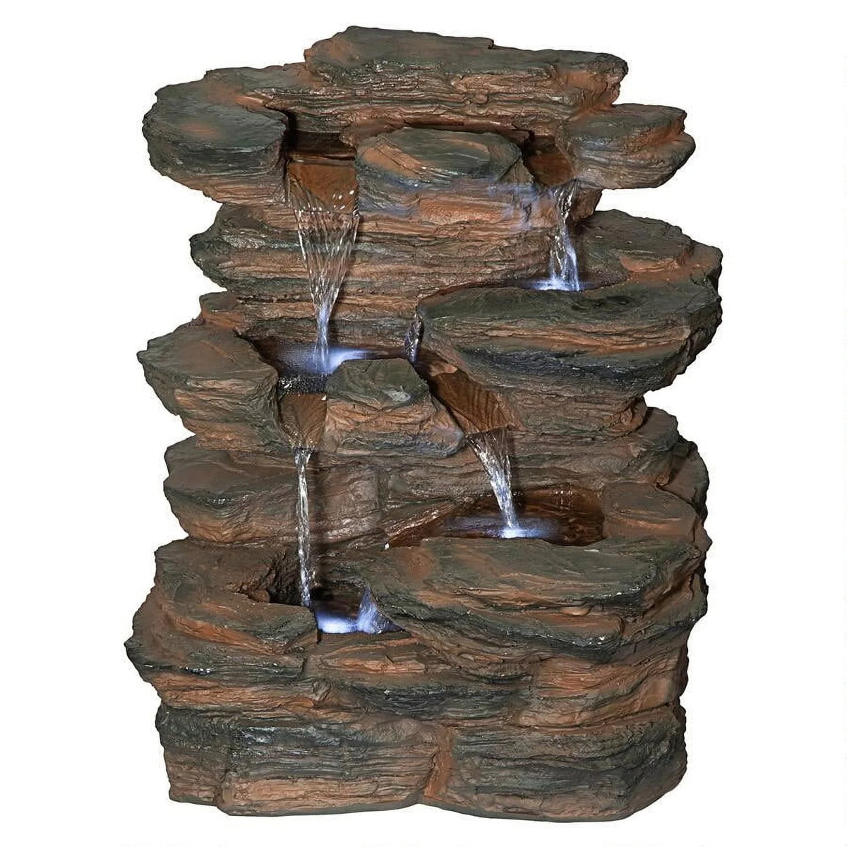 Design Toscano Ramrod Bluffs Cascading Waterfall Illuminated Tabletop Fountain