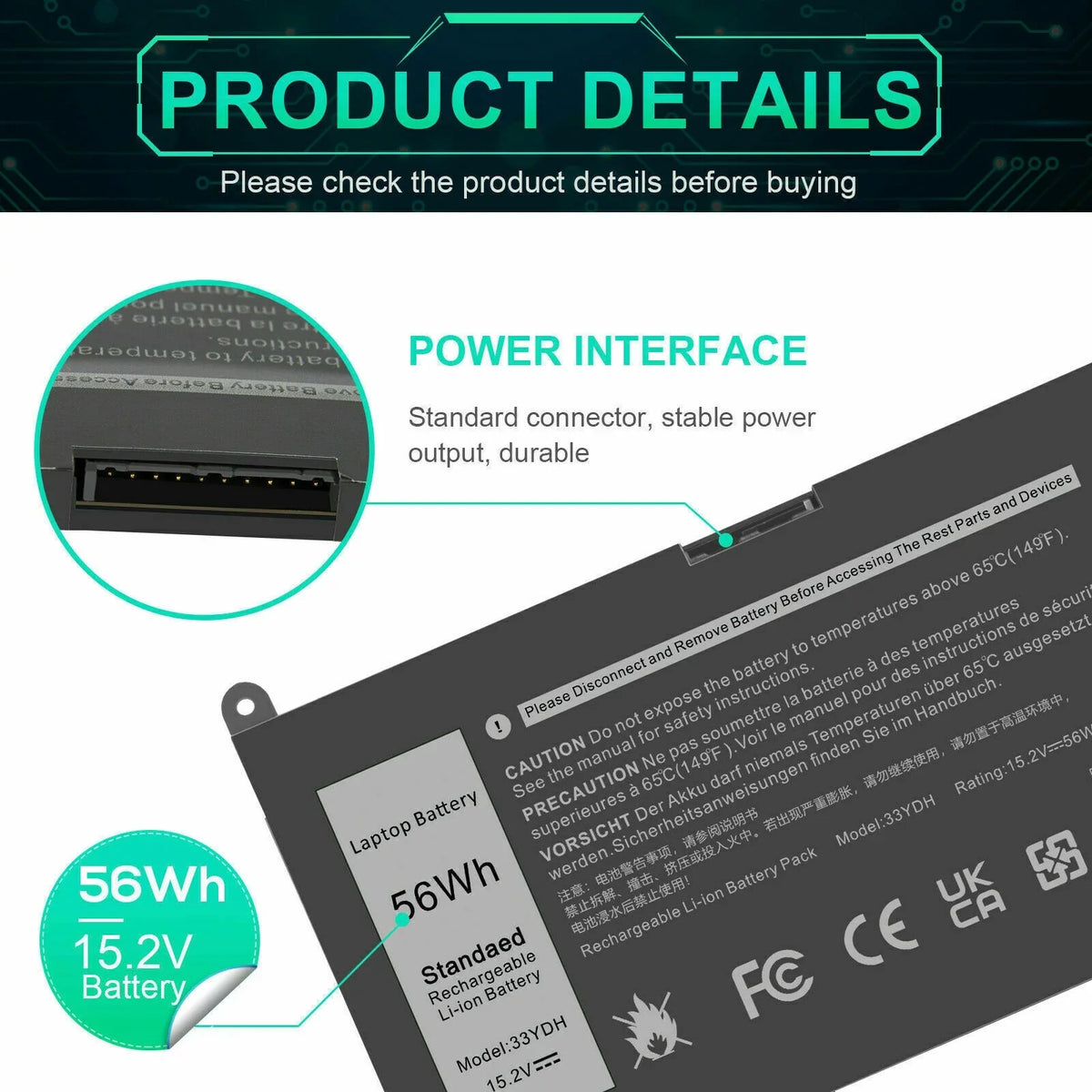 Laptop Battery for Dell Latitude 13 3000 3380 15 3580 3590 081PF3 P30E 451-