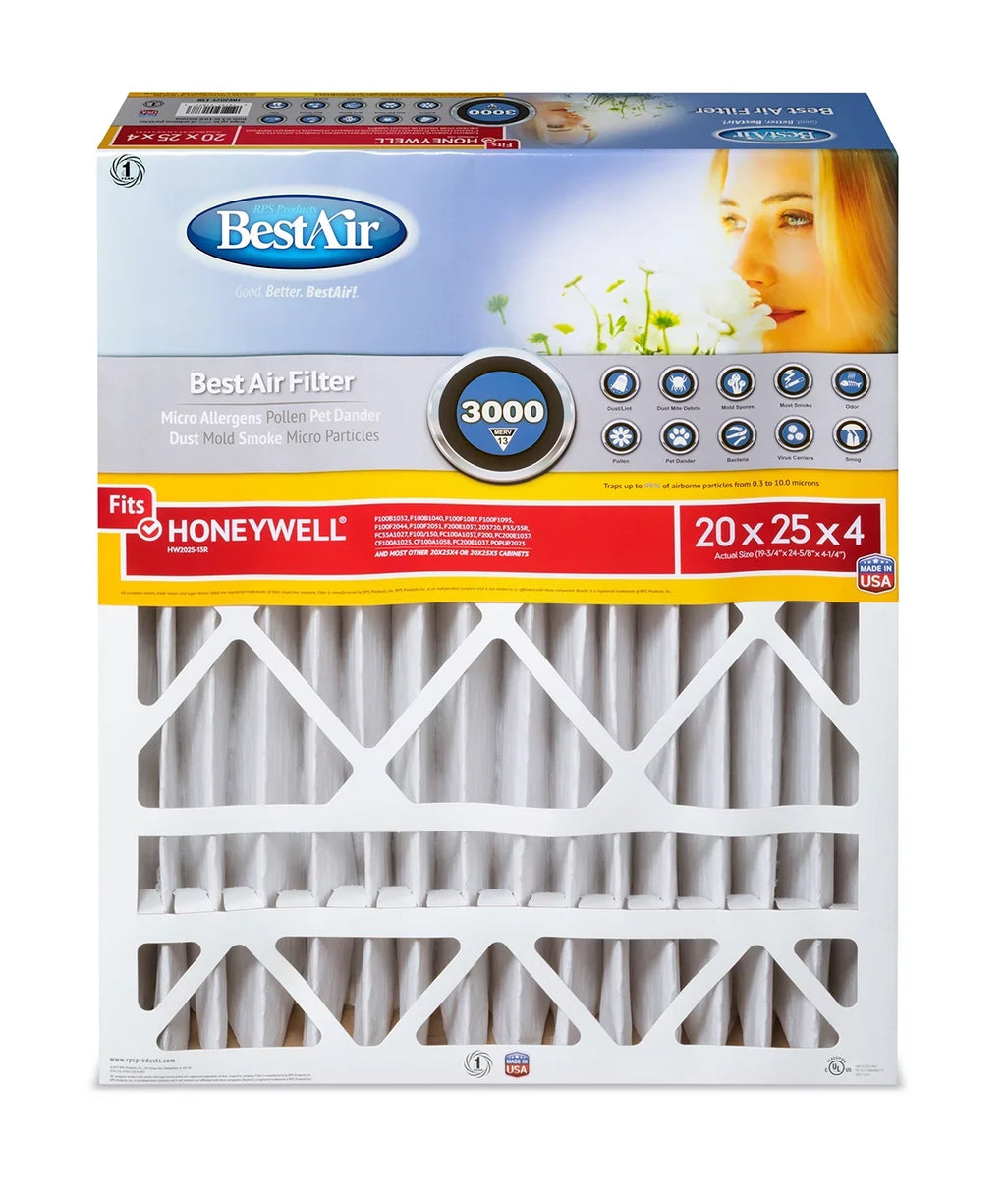 BestAir HW2025-13R Honeywell 20x25x4 Series 3000  13 Furnace Filter