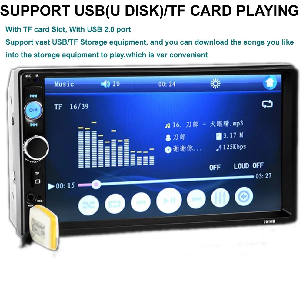 Polarlander Double Din Car Stereo Car Audio 7-inch  Touch Screen Car radio Player Bluetooth with Multimedia     MP5/4/3 Mirror Link Function