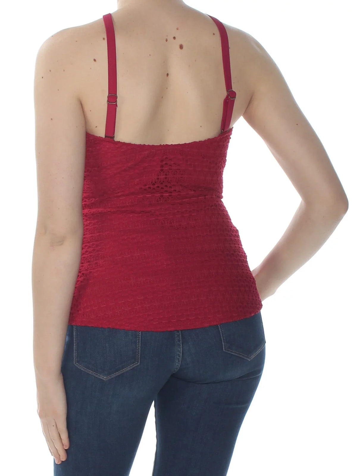 $34 Womens Red Lost At Sea Crochet High Neck Tankini Top 10 B+B