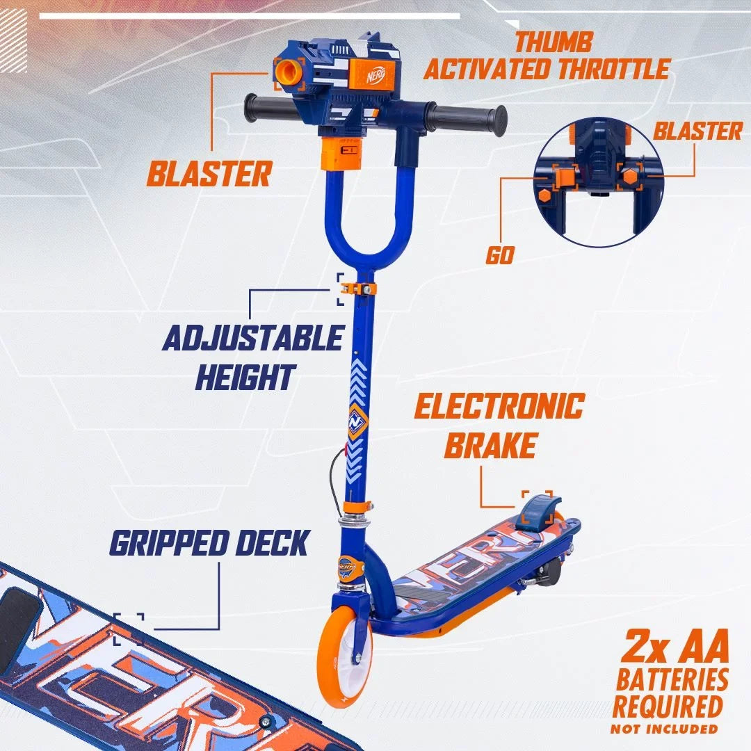 12 Volt Electric Scooter with Blaster, Foldable Scooter, Kick Scooter for Kids Ages 8 and up