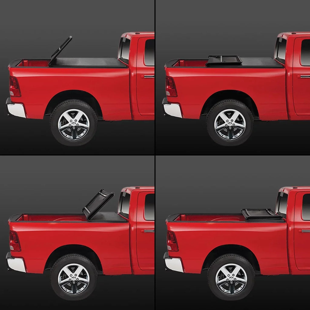 Motoring --060 for 2016 to 2019 Toyota Tacoma 6' Bed Fleetside Adjustable Tri-Fold Soft Top Trunk Tonneau Cover 17 18