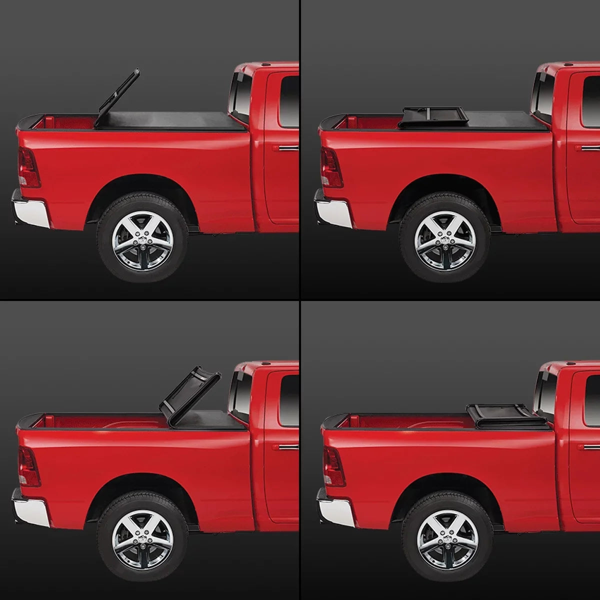 Motoring --060 for 2016 to 2019 Toyota Tacoma 6' Bed Fleetside Adjustable Tri-Fold Soft Top Trunk Tonneau Cover 17 18
