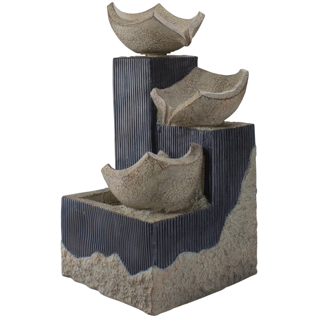 Northlight 21"  Lighted Cascading 3-Tier Bowl Outdoor Water Fountain