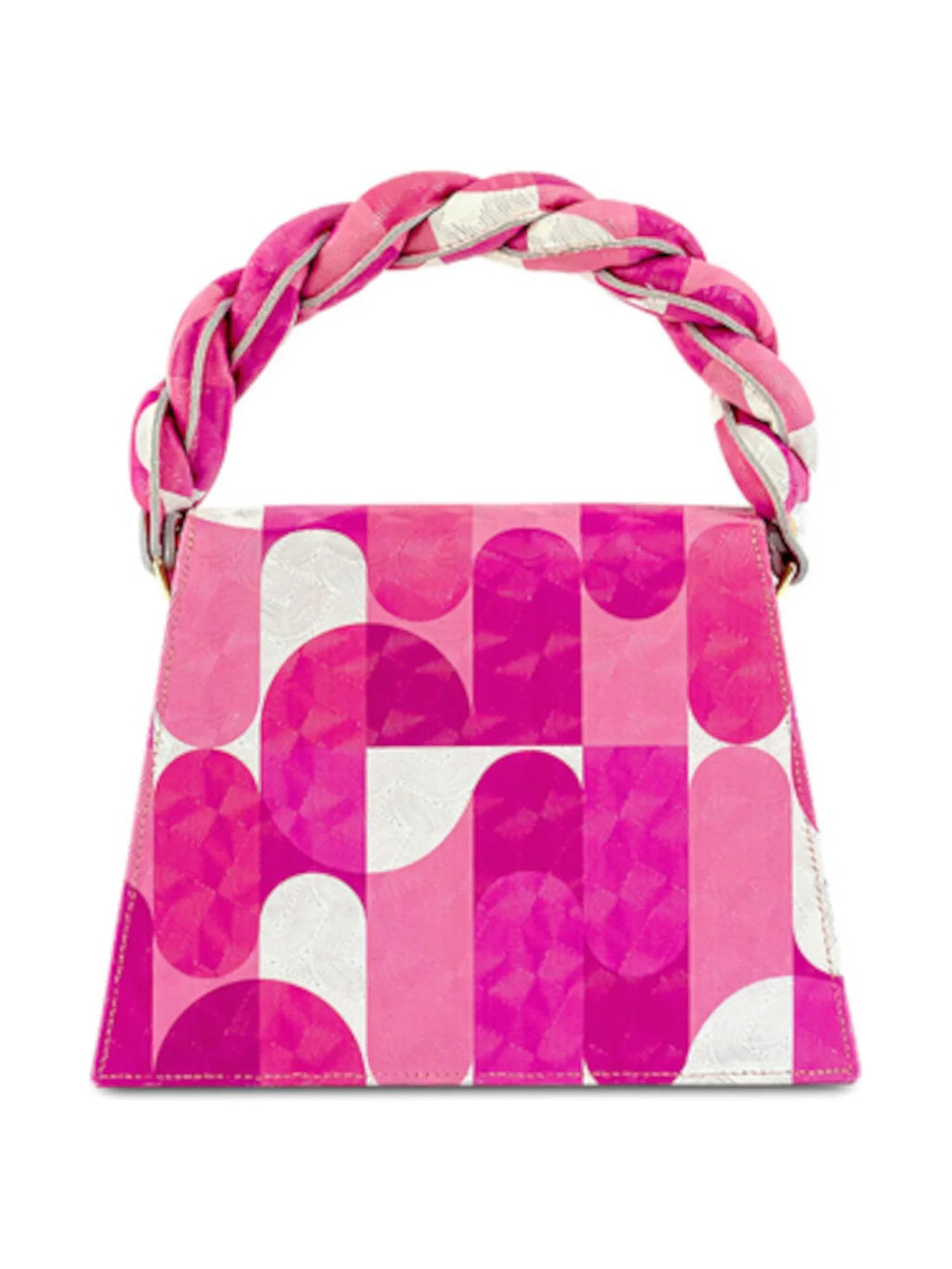 Women's Pink Pink Picasso Zaza Grande Leather Color Block Single Strap Handbag Purse