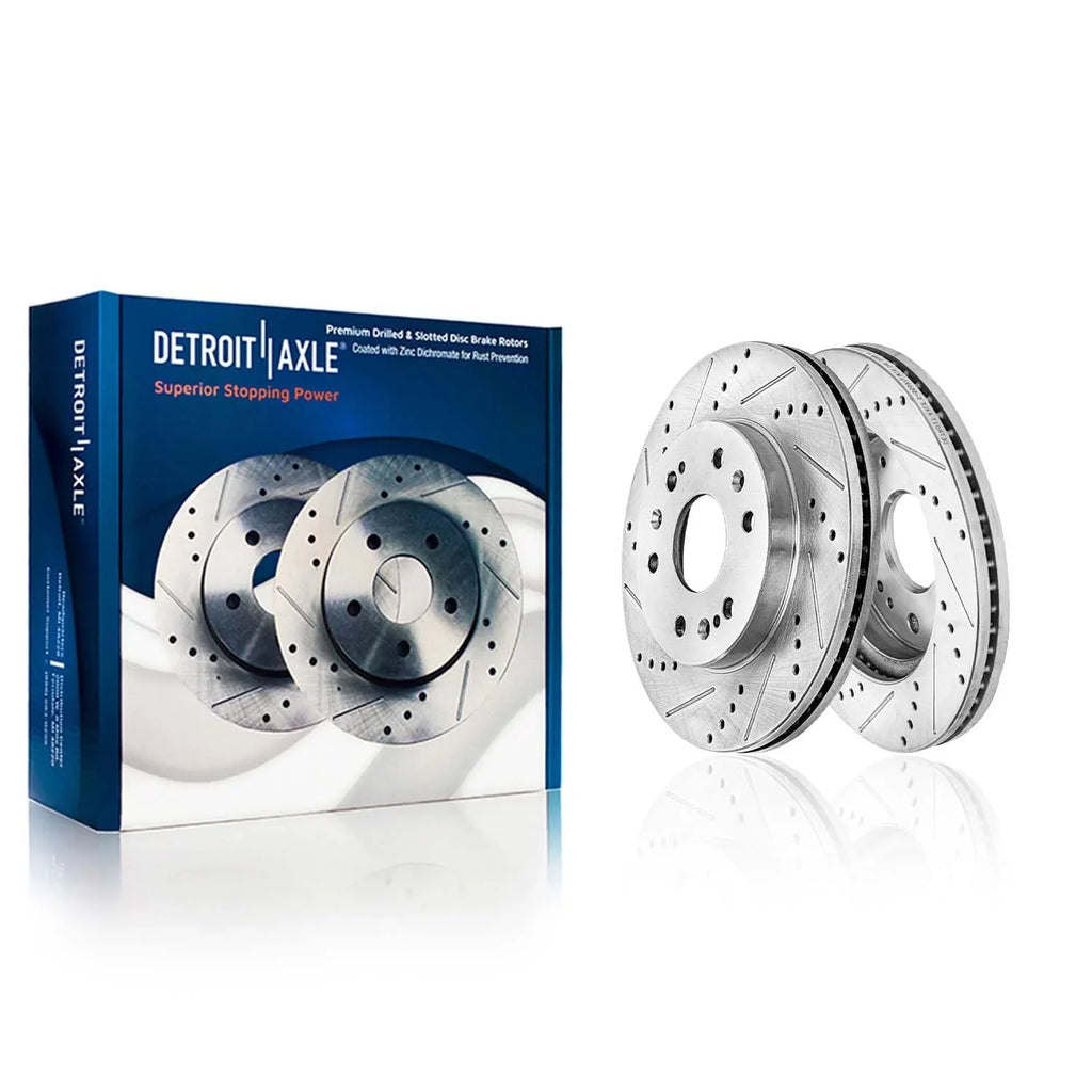 Detroit Axle - Brake Kit for 2014-2018 Chevy  Silverado Sierra 1500, 2015-2020 Suburban Tahoe Yukon  Escalade  Drilled Slotted Brakes Rotors Replacement Ceramic Brake Pads Front & Rear