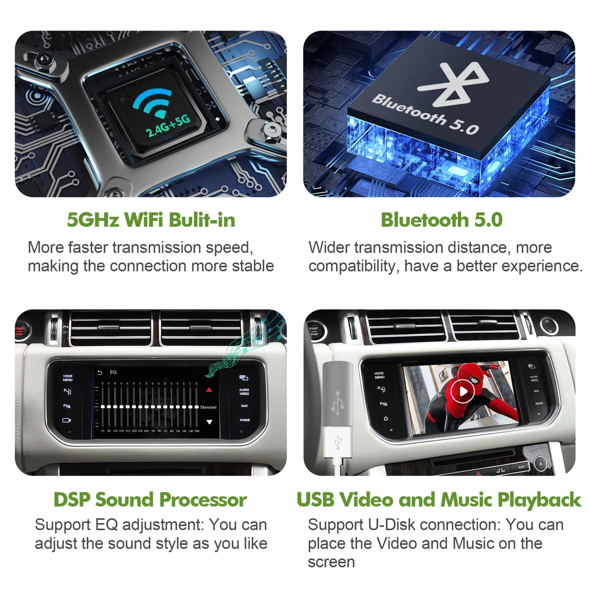 Wireless CarPlay Receiver SmartBox for Land Rover Range Rover/Evoque/Discovery 4 Jaguar   Bosch Carplay Interface Retrofit kit Decoder, Support Android Auto, Mirror Link, Reverse Camera,  Drive