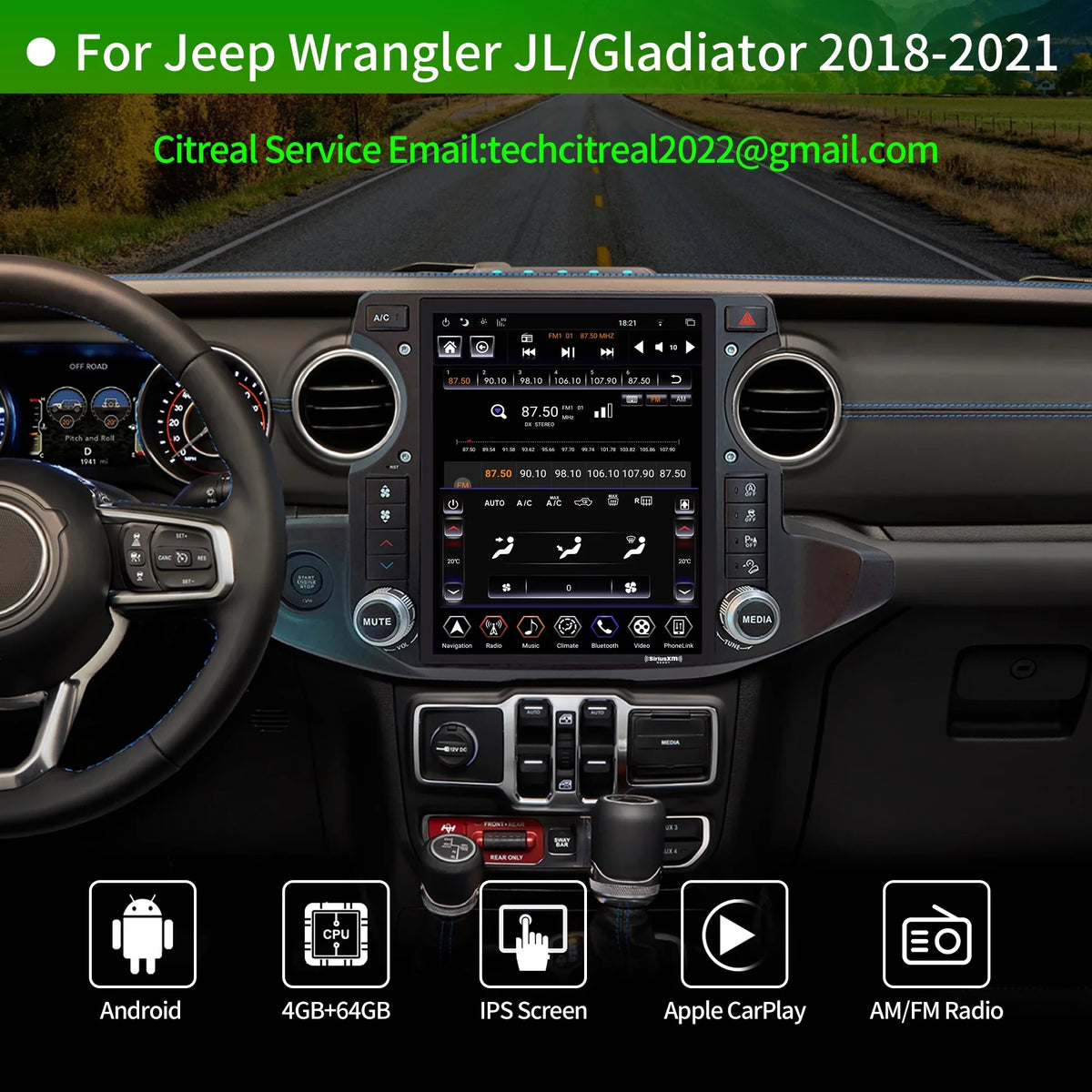 Linkswell Gen5 T-style 12.1 inch Car SirusXm Radio Stereo for Jeep Wrangler Gladiator 2018-2021 Touch Screen Car Navigator Android Truck Replacement  radio 4G+64G Apple Carplay Auto