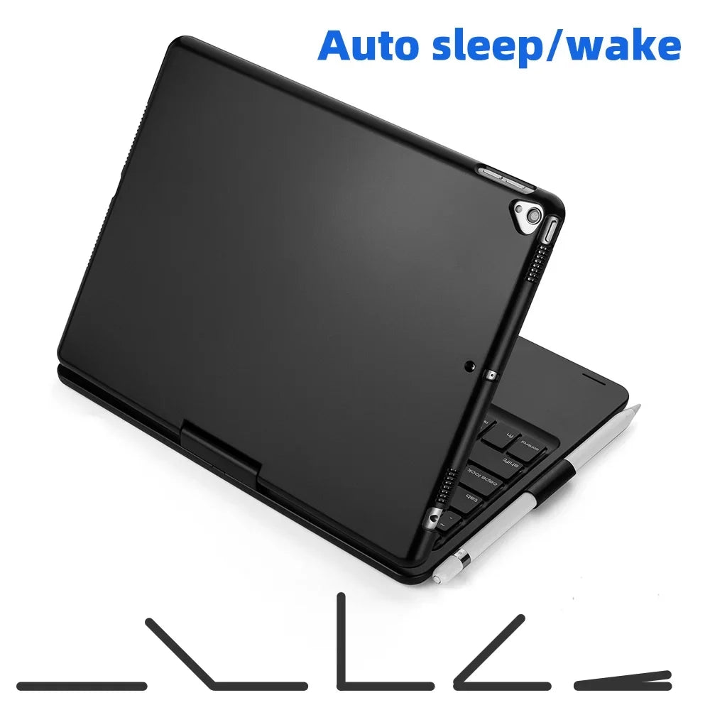 iPad Case with Keyboard, 360° Rotatable Backlit Keyboard with Pencil Holder for 10.2 inch iPad 9th Gen 2021/ 8th Gen 2020/ 7th Gen 2019 and iPad Air 3 / Pro 10.5" -Black