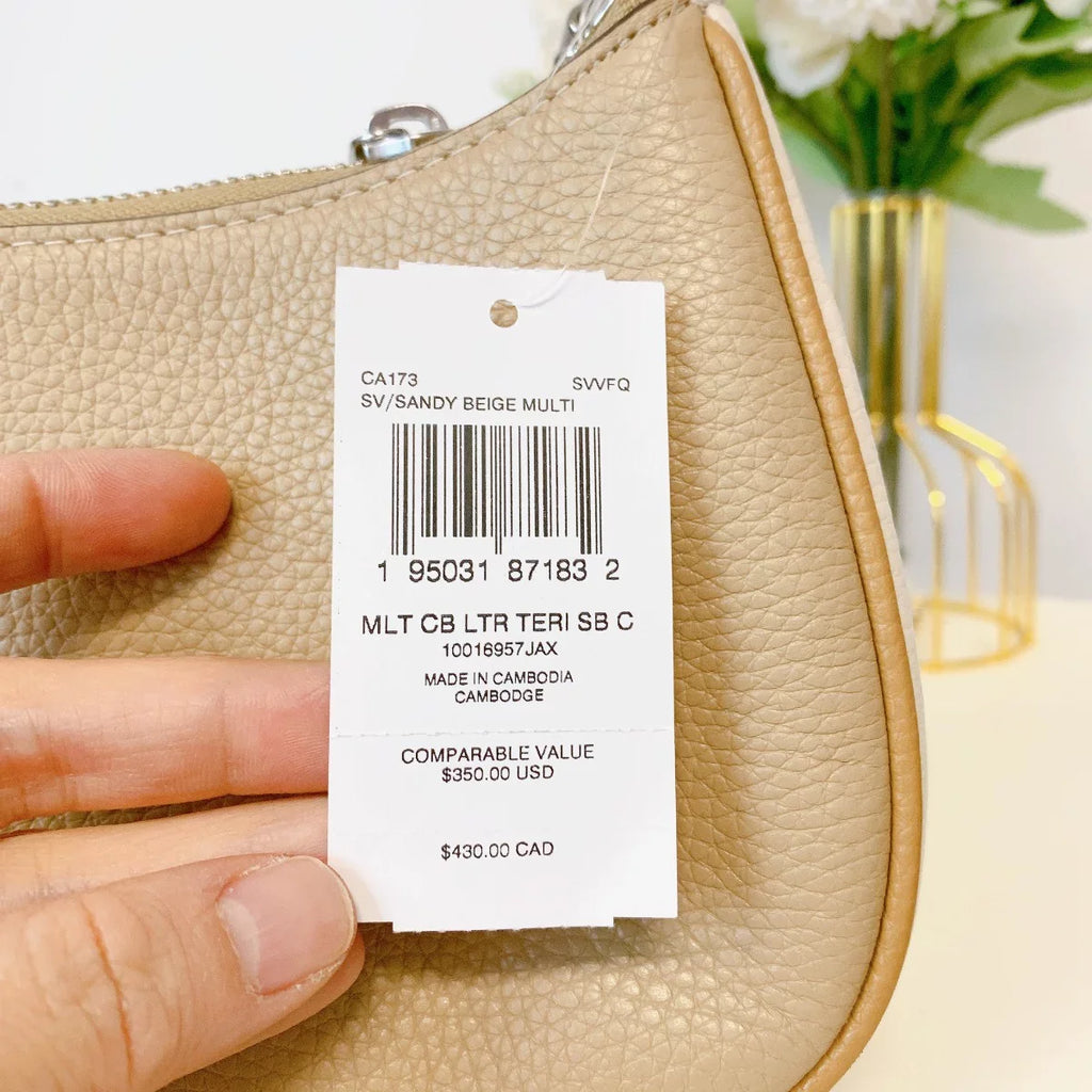 Coach CA173 Teri Shoulder Bag In Colorblock  Silver Sandy Beige Multi
