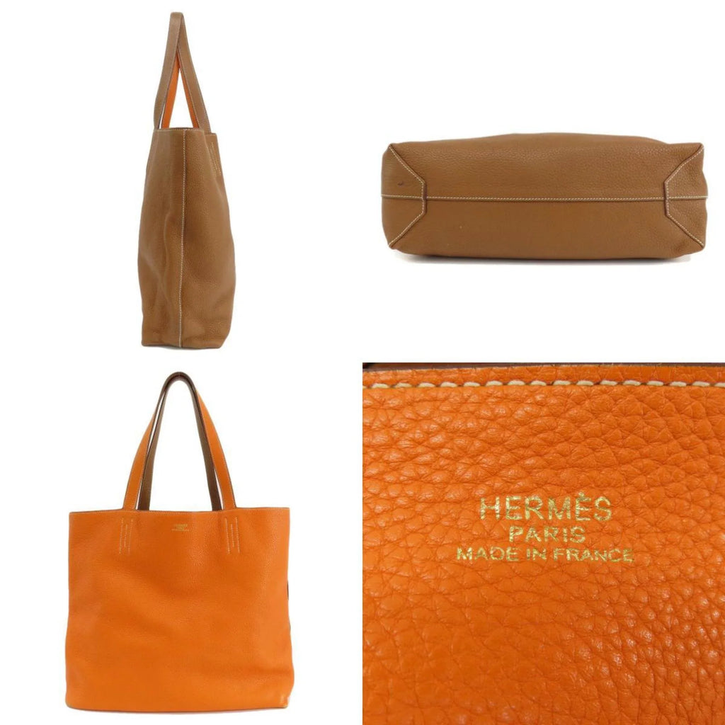 Pre-Owned Hermes double sense 45 gold orange tote bag taurillon ladies  (Good)