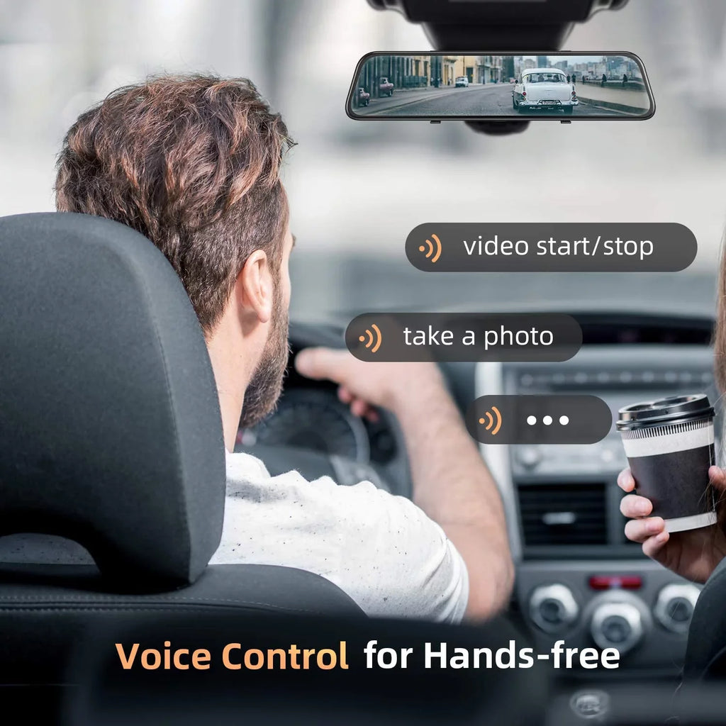 4K 12" Mirror Dash Cam - Vantop H612T Front & Rear View Dual Dash Camera,  Touch Screen, Voice Control Cars Mirror Camera W/Night Vision Parking Monitor