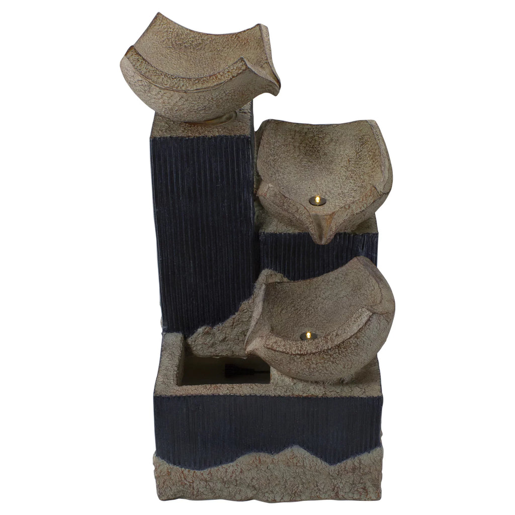 Northlight 21"  Lighted Cascading 3-Tier Bowl Outdoor Water Fountain