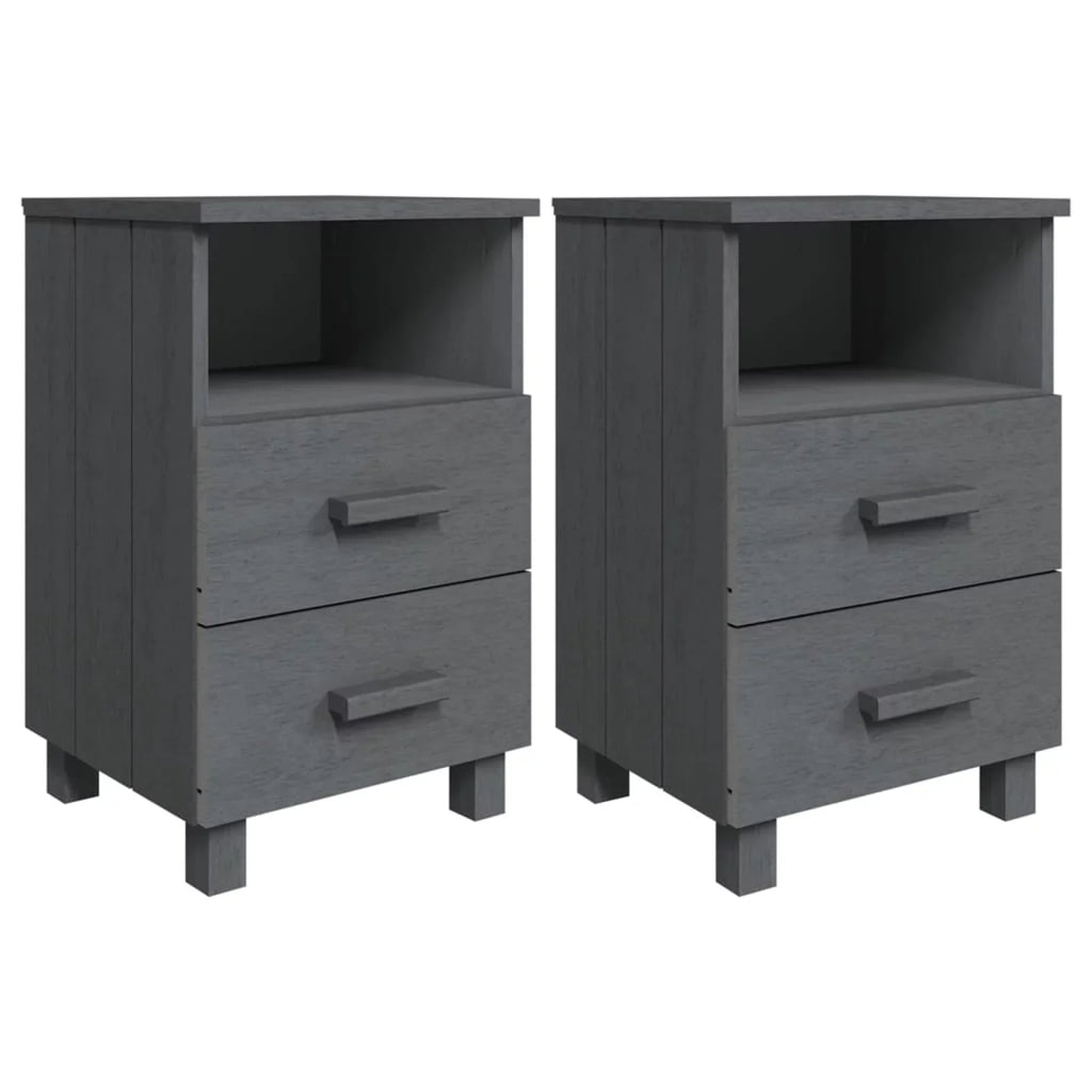 Irfora Bedside Cabinets  2 pcs Dark Gray 15.7"x13.8"x24.4" Solid Wood