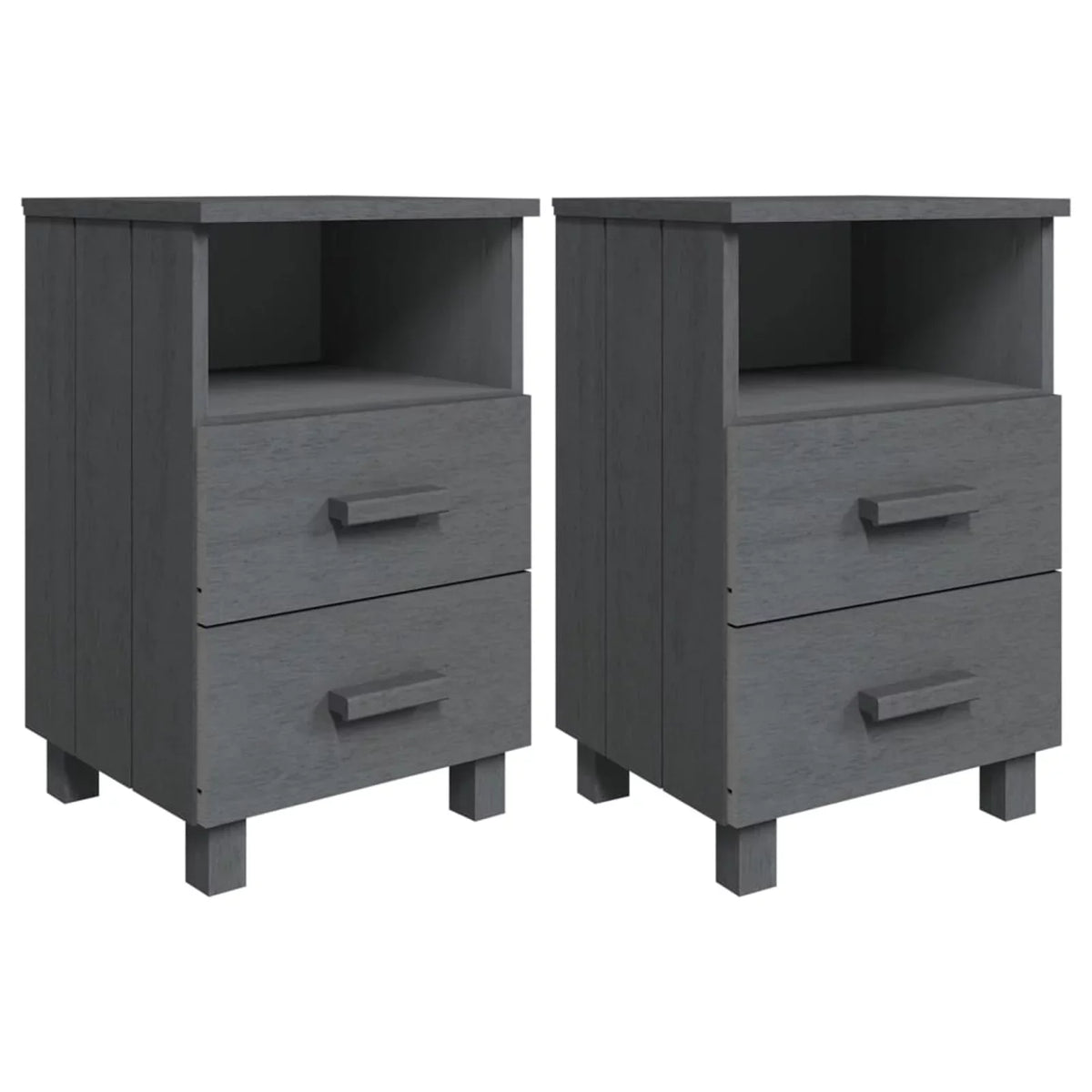 Irfora Bedside Cabinets  2 pcs Dark Gray 15.7"x13.8"x24.4" Solid Wood