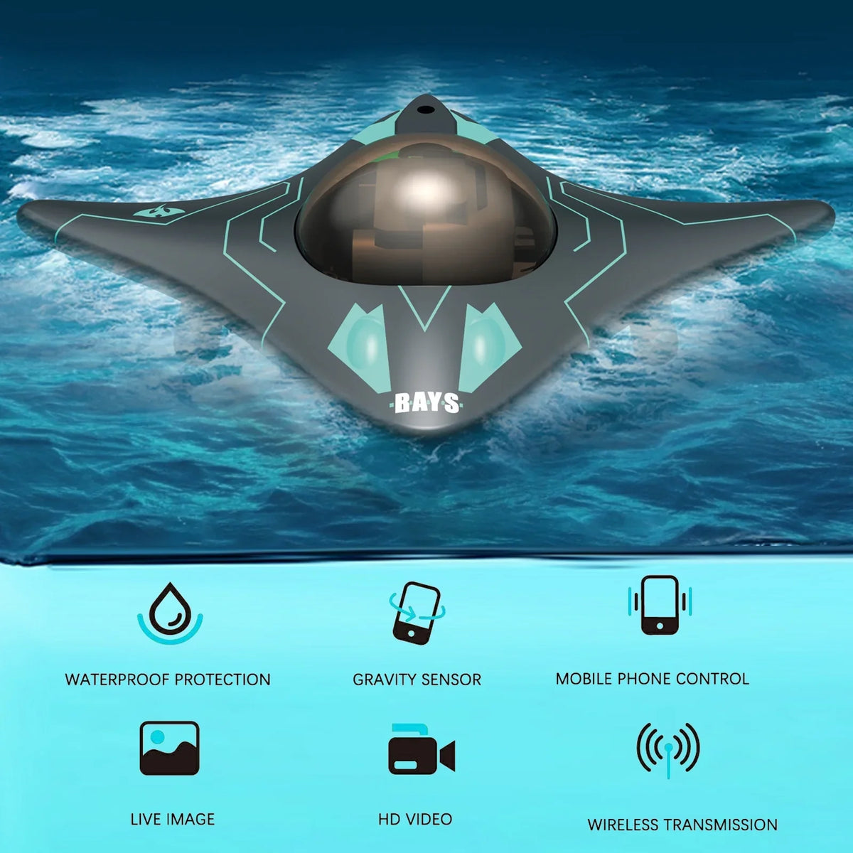 moobody WiFi Remote Control Boat with Visual Remote Control Black