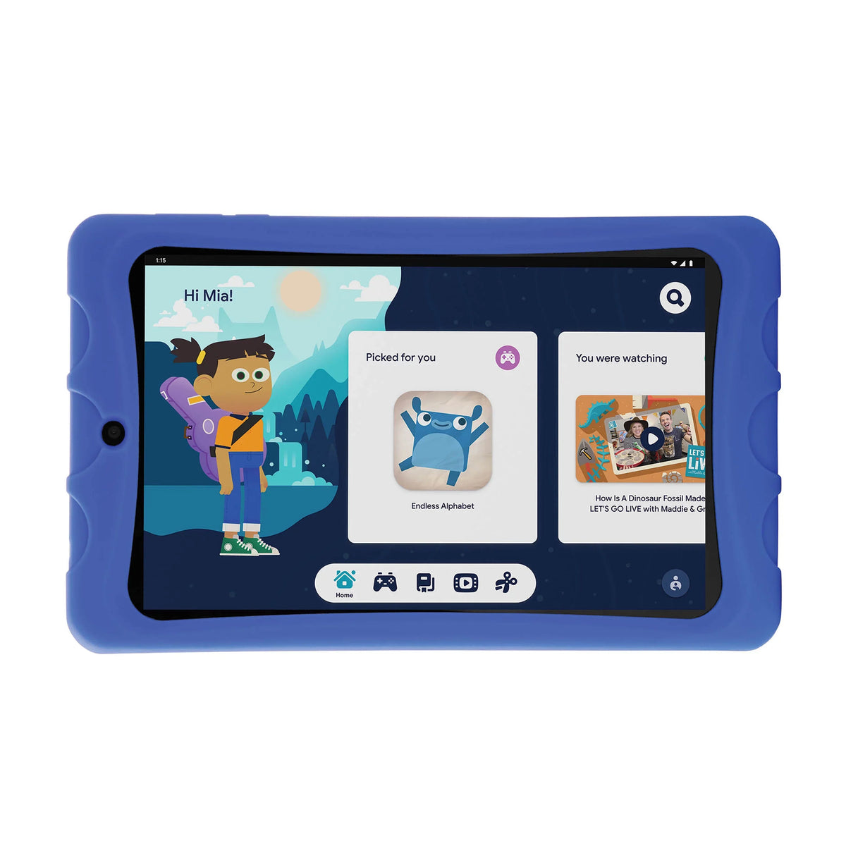 Restored onn. 8" Kids Tablet, Blue, 32GB Storage, 2GB , Android 11 , 2GHz Quad-Core Processor,  Display, Dual-band Wi-Fi (Refurbished)