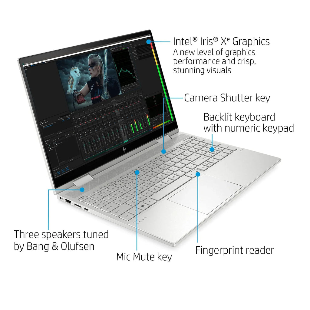 2021 Envy 2-in-1 Laptop 15.6 inch  Touchscreen 11th Gen Intel i5-1135G7 Iris Xe Graphics 32GB DDR4 1TB NVMe  - 6 Win 10 Pro Fingerprint Backlit Keyboard w/ 32GB