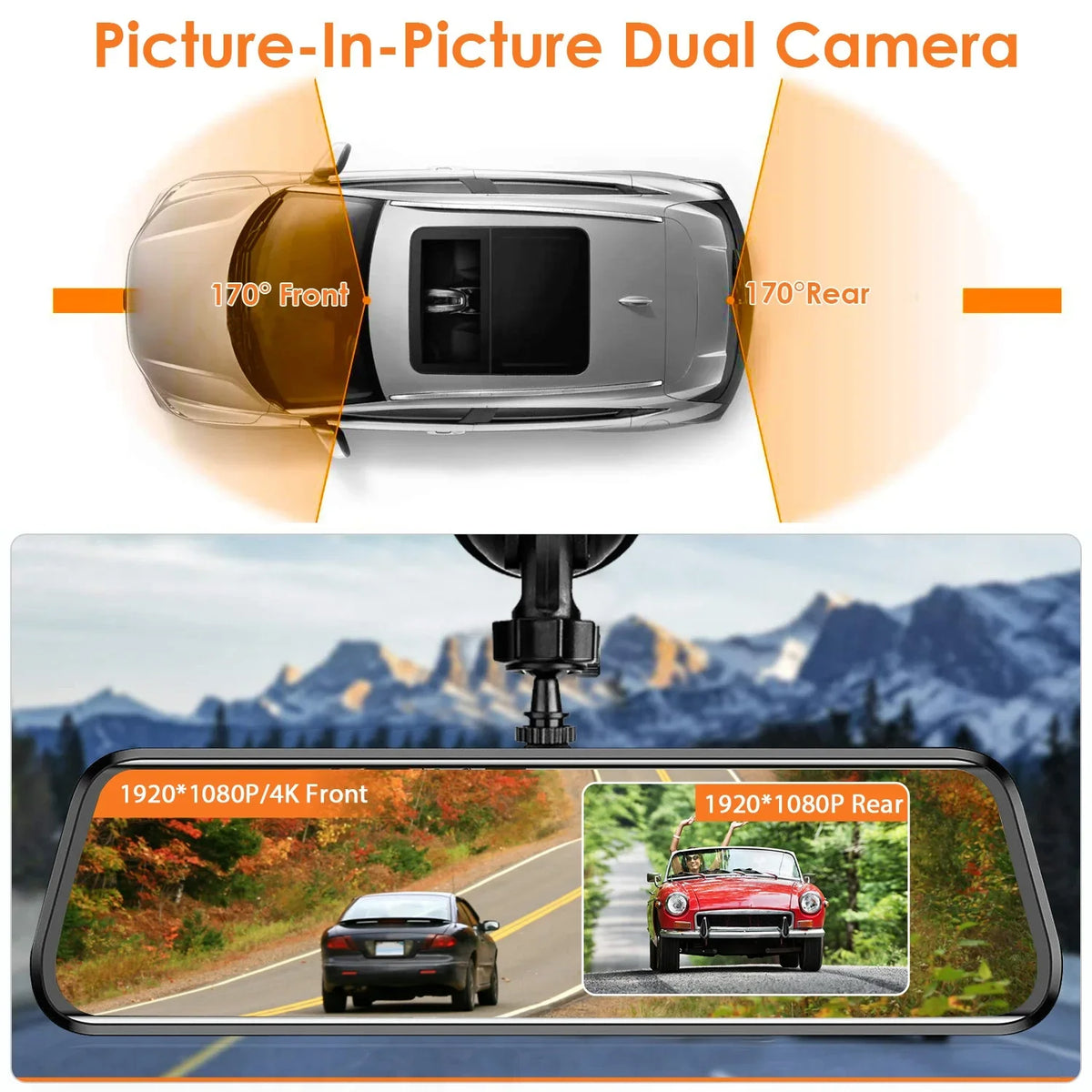 4K iMounTEK Car  12in Dash Cam Camcorder Camera Recorder with 170° Angle Loop Recording Motion Detection Night Vision Voice Control  Control G-sensor