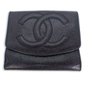 Pre-Owned  Chanel caviar skin black trifold wallet (Good)