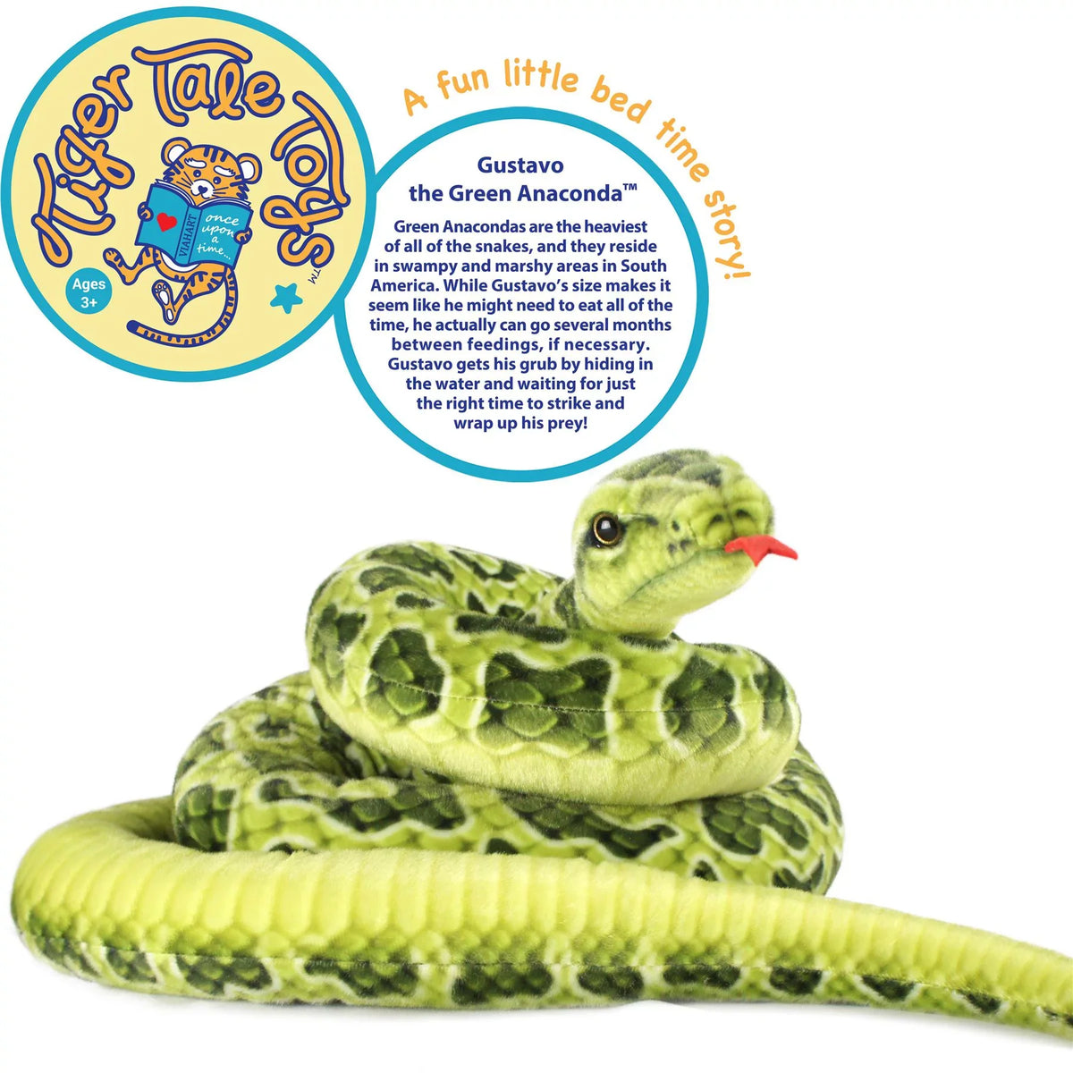 Gustavo the Green Anaconda | 100 Inch Stuffed Animal Plush Snake | by Tiger Tale Toys