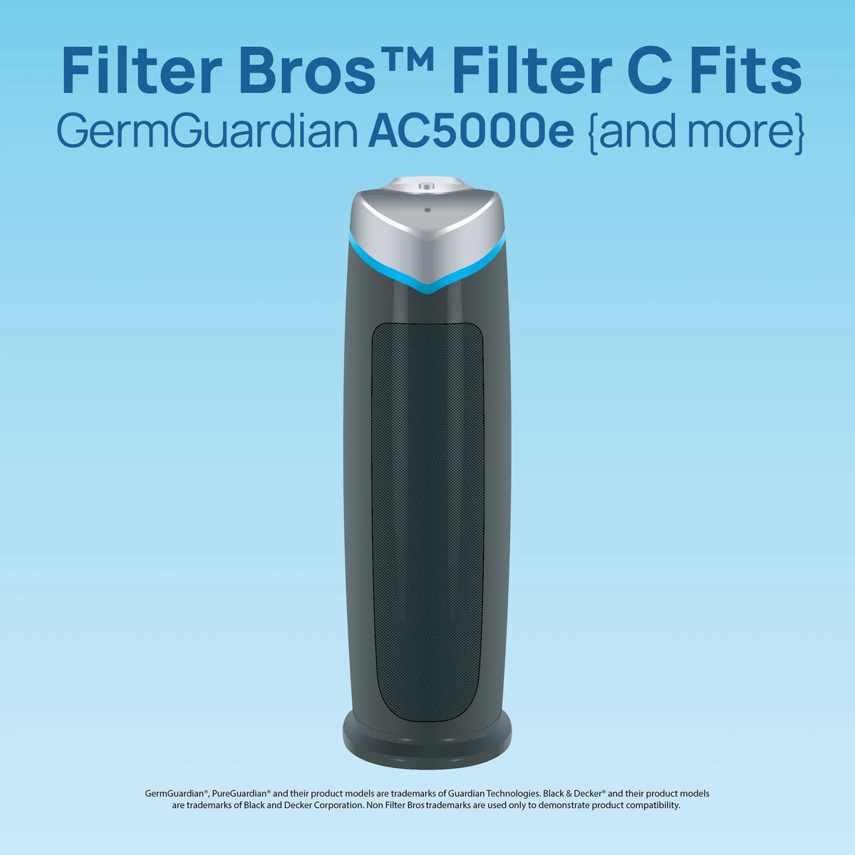 Filter Bros Filter C Compatible With GermGuardian FLT5000 - AC5000, AC5000E,  Replacement For Home Air Cleaner Purifiers, AC5300B, AC5250PT With Technologies and AC5350B, AC5350BCA, AC5350W, AC530