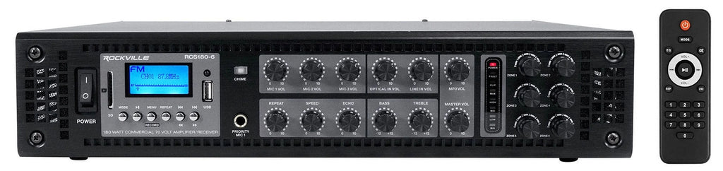 (2)  COL800- 32" White 70V Commercial Column Wall Mount Array Speakers+Amp