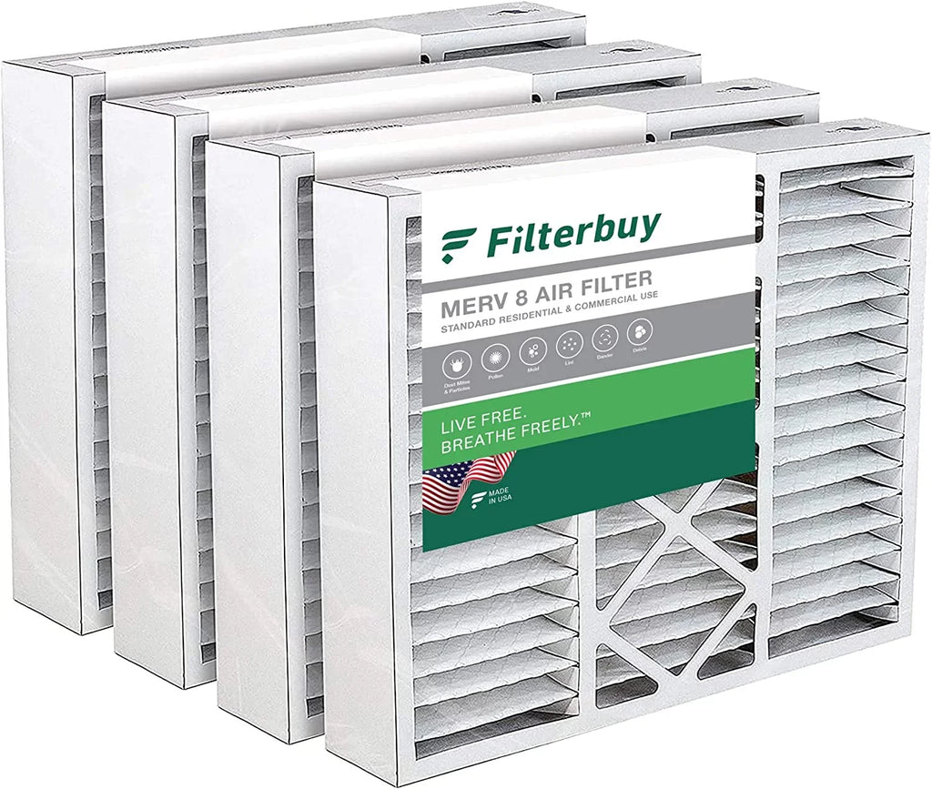 Filterbuy 16x20x5  8 Pleated   Furnace Air Filters for Honeywell FC100A1003 (4-Pack)