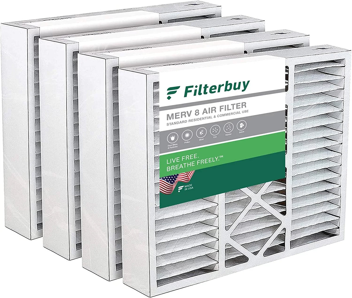 Filterbuy 16x20x5  8 Pleated   Furnace Air Filters for Honeywell FC100A1003 (4-Pack)