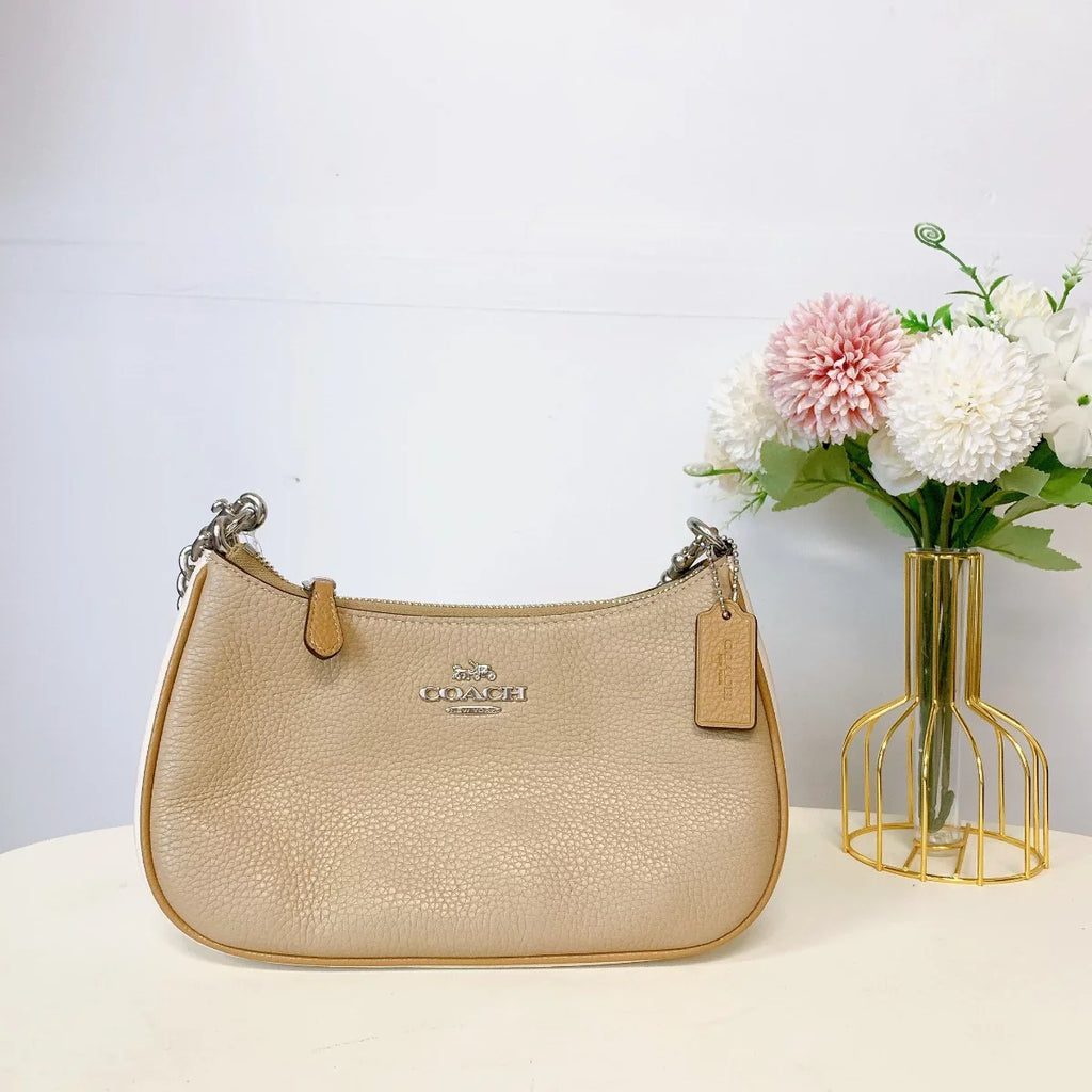 Coach CA173 Teri Shoulder Bag In Colorblock  Silver Sandy Beige Multi