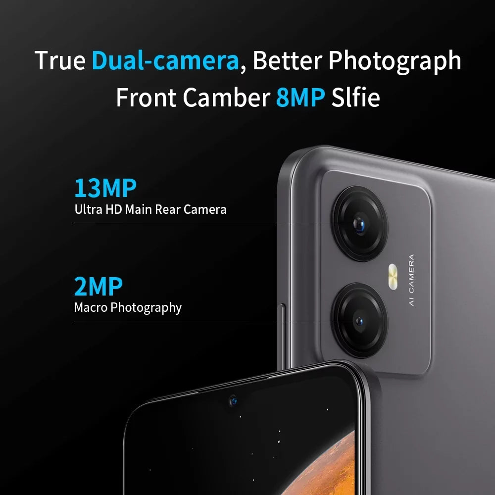 FreeYond F9 Smartphone, +6.52" Display Dual Sim, Battery 5000 MAh, 64GB/128GB Rom, Real Dual Camera 13+8MP With 2MP Macro