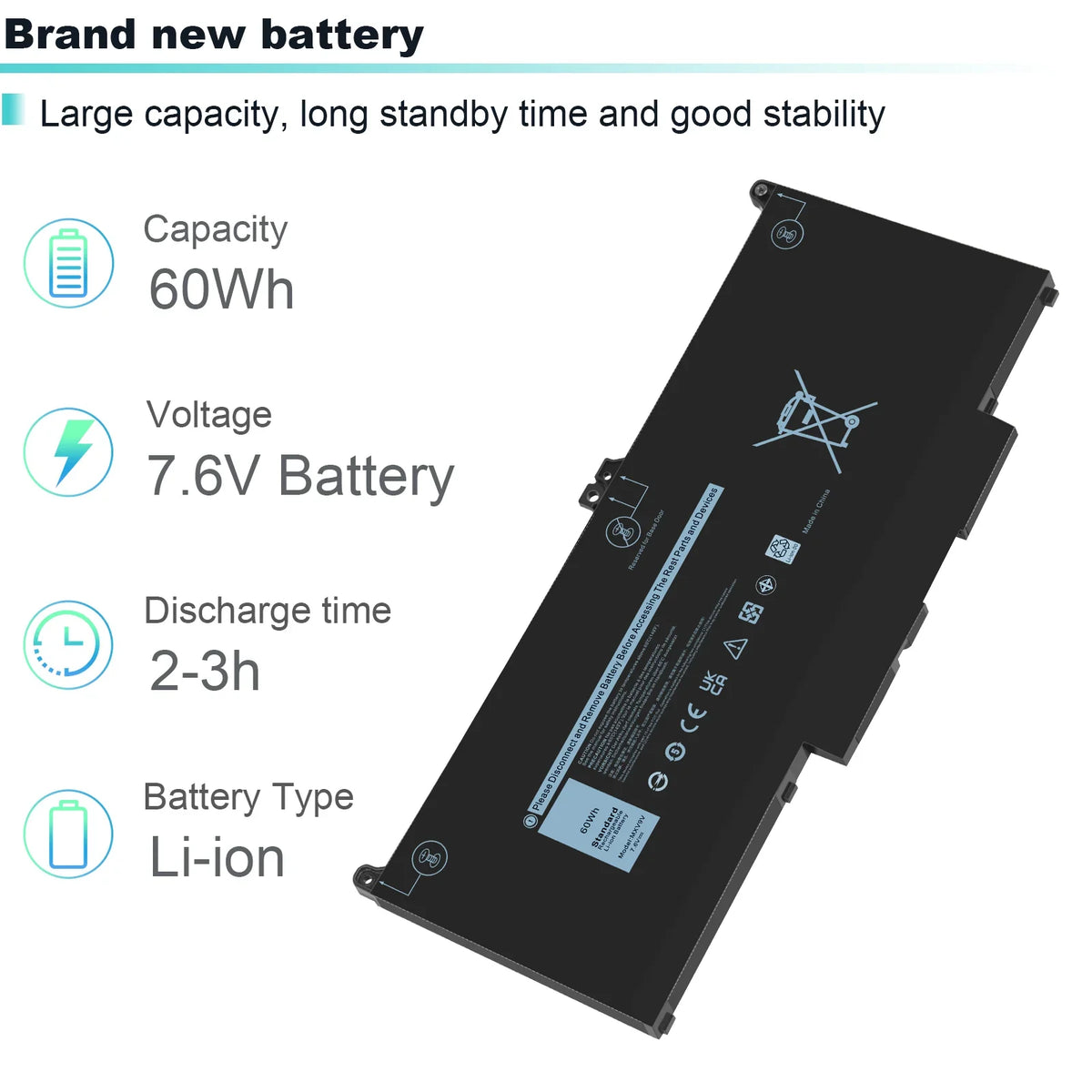 For Dell Latitude 5300 5310 (2-in-1) 7300 7400 60Wh Laptop Battery MXV9V