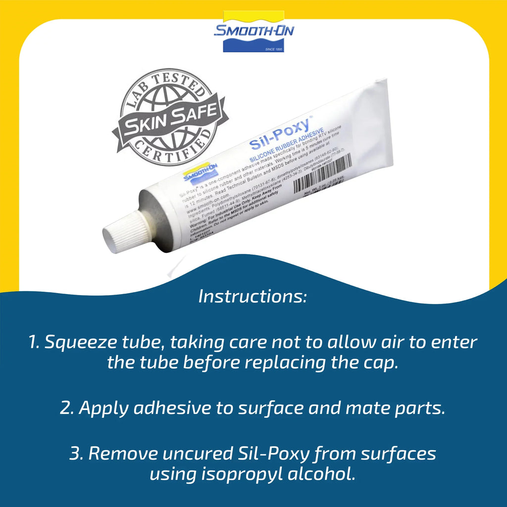 '-Poxy - Silicone Rubber Adhesive - 3 Ounce Tube